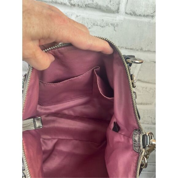 Coach Ashley Signature Satchel Khaki & Black Trim Plum Interior - Picture 7 of 12